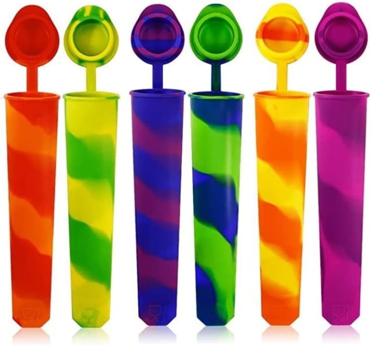 6pcs Popsicles Molds,Reusable Baby Silicone Popsicle Molds Multi Colors Ice Cream Mold Tray Ice Froze with Lids for DIY Popsicles,Yogurt Sticks,Jelly,Chilled Drinks